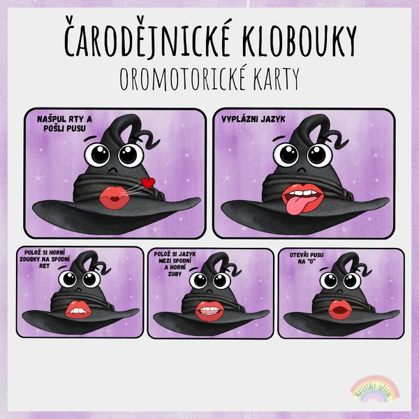 💜🪄Čarodějnické klobouky, oromotorické karty🪄💜