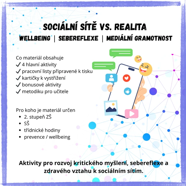 Sociální sítě vs. realita (Wellbeing | Sebereflexe | Mediální gramotnost)