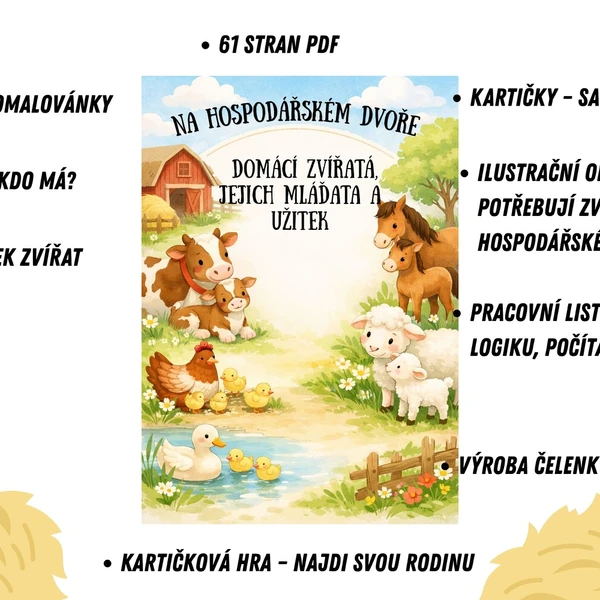 Na hospodářském dvoře - domácí zvířata, jejich mláďata a užitek 