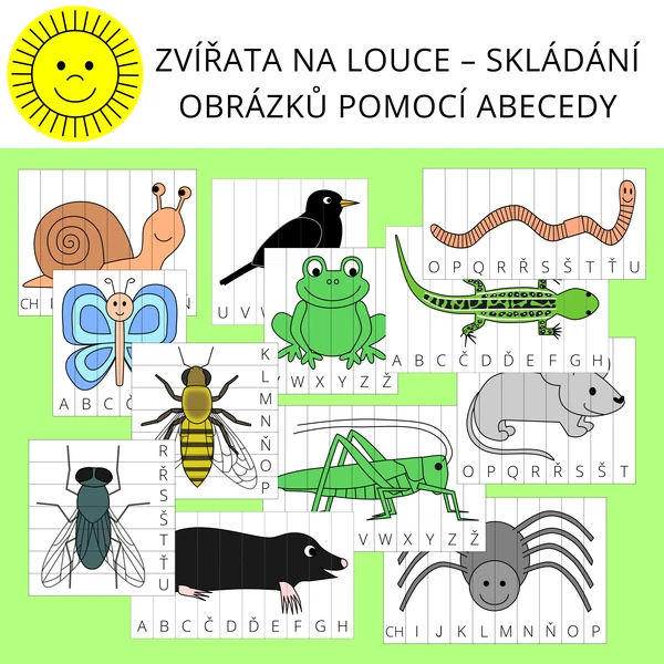 ZVÍŘATA NA LOUCE – SKLÁDÁNÍ OBRÁZKŮ POMOCÍ ABECEDY