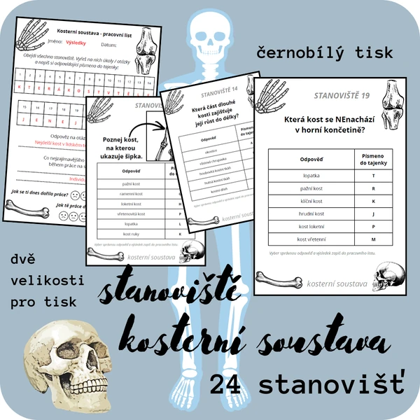 Kosterní soustava (24 stanovišť, pracovní listy, výsledky)