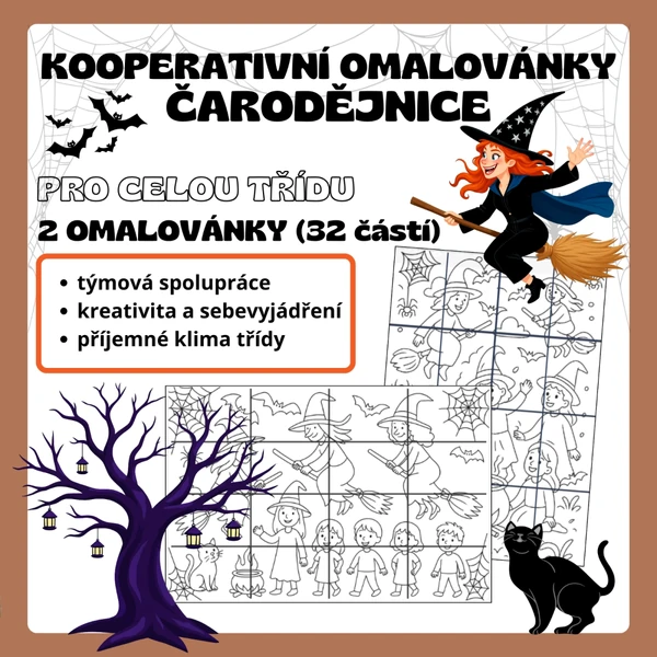 Kooperativní omalovánky - ČARODĚJNICE