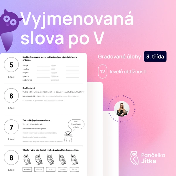 Gradované úlohy - vyjmenovaná slova po V
