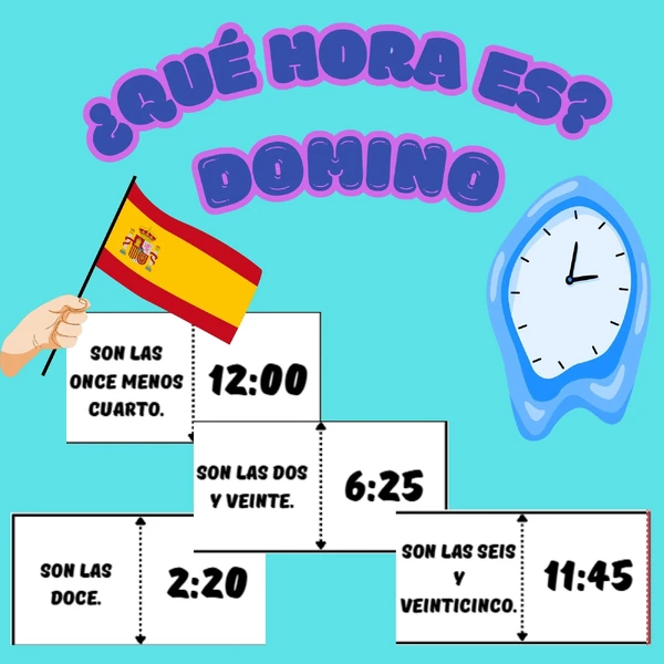  ¿QUÉ HORA ES? – DOMINO k procvičení času ve španělštině