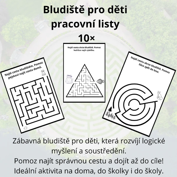 Zábavná bludiště pro děti - 10 úkolů k tisku