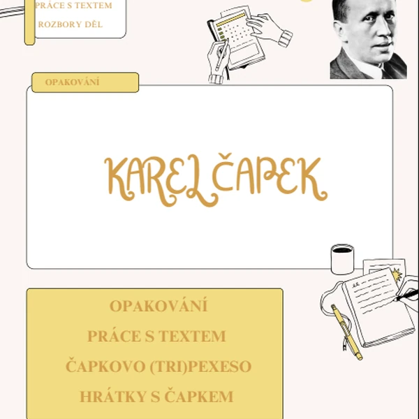 Karel Čapek – pracovní listy a hry pro výuku literatury