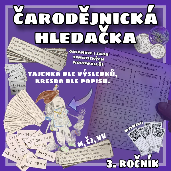 Čarodějnice - projekt - šifry, čtení, QR kódy, tvoření, 3. ročník