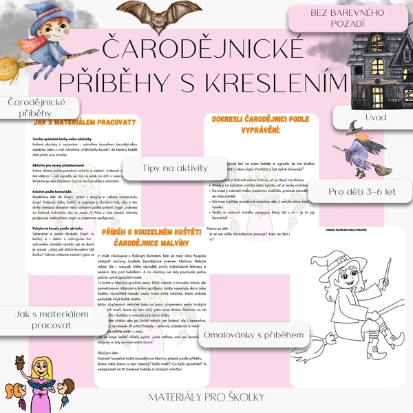 Čarodějnické příběhy s kreslením (bez barevného pozadí)