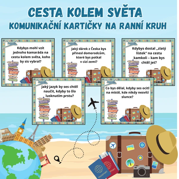 Cesta kolem světa - komunikační kartičky na ranní kruh