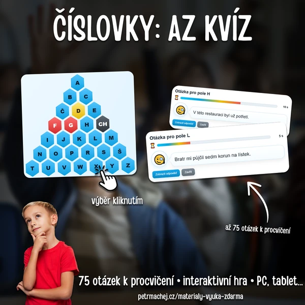 ČÍSLOVKY: AZ-KVÍZ (druhy číslovek ve větách)