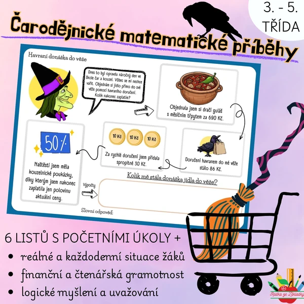 Čarodějnické matematické příběhy - slovní úlohy, finanční gramotnost