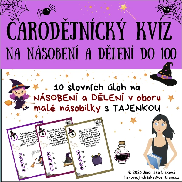 Čarodějnický kvíz na NÁSOBENÍ a DĚLENÍ v oboru malé násobilky
