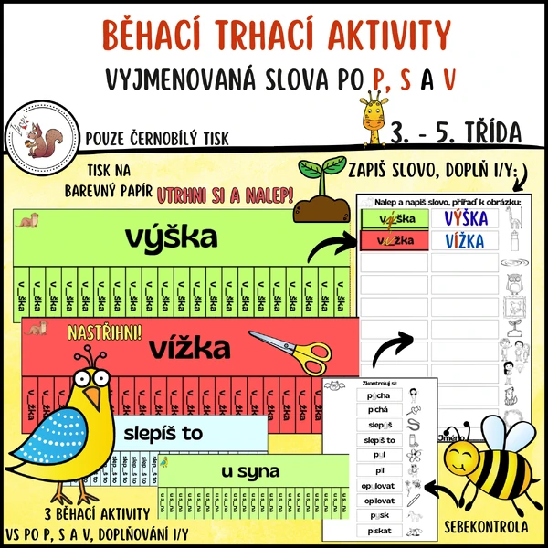 Běhací aktivita - Vyjmenovaná slova po P, S a V
