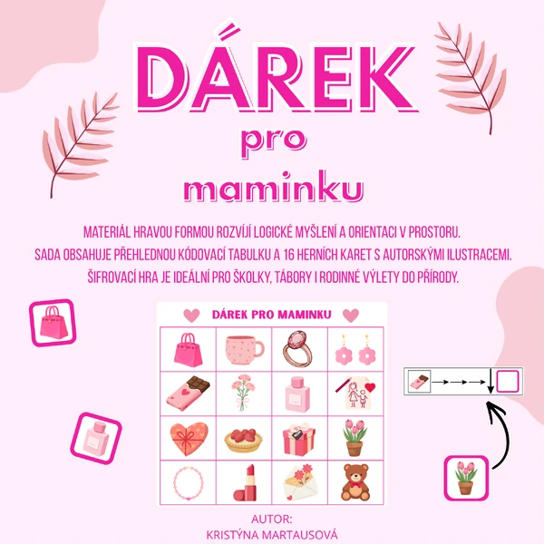 Dárek pro maminku - Šipkovaná s přehlednou tabulkou a kódy