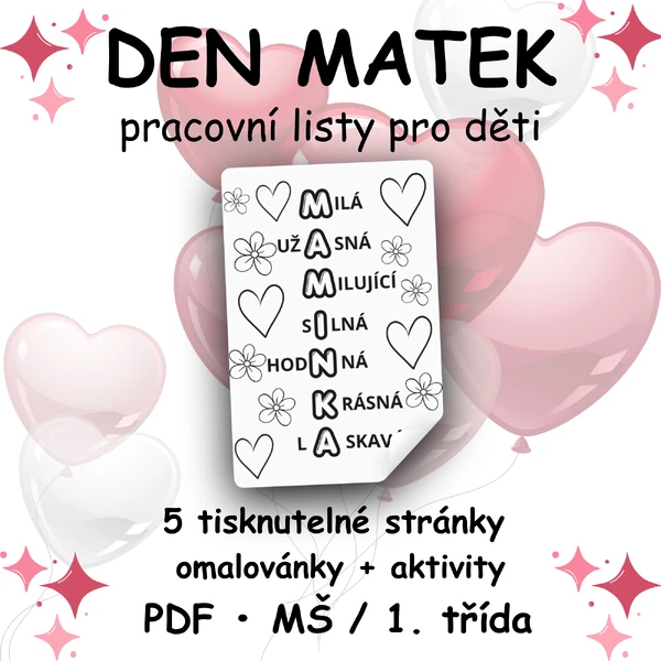 Den matek – dárek pro maminku (pracovní listy)