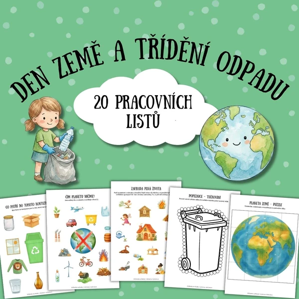 Den Země a třídění odpadu - 20 pracovních listů