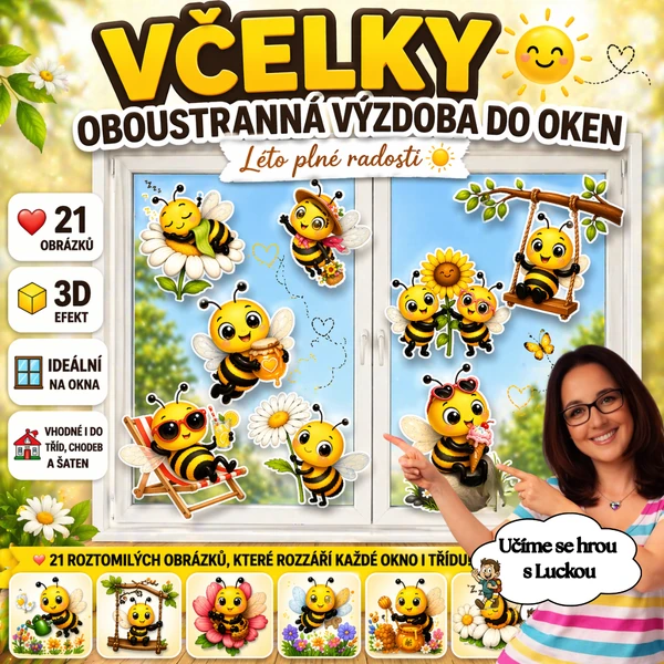 Včely - oboustranná výzdoba nejen do oken 