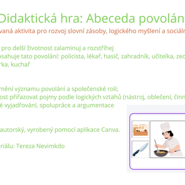 Abeceda povolání - didaktická hra