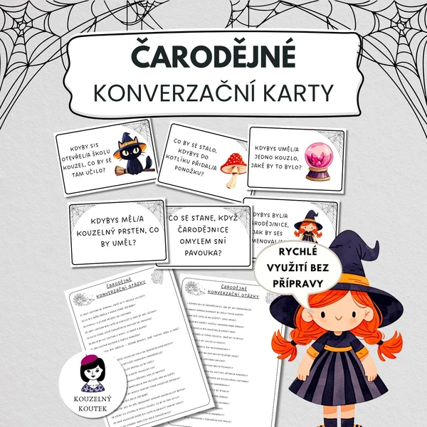 Čarodějné konverzační kartičky | Pálení čarodějnic | Dušičky 