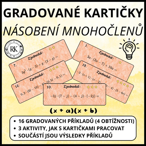 Násobení mnohočlenů - Gradované kartičky