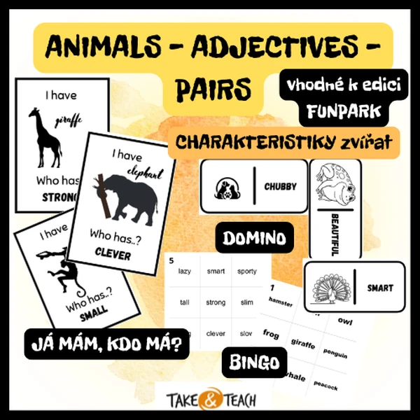 ANIMALS - ADJECTIVES - CHARAKTERISTIKA ZVÍŘAT-vhodné k edici FUNPARK