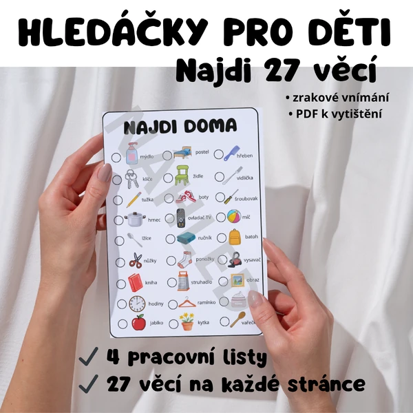 Hledáčky pro děti – Najdi 27 věcí (4 pracovní listy)