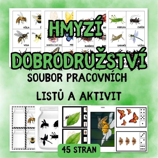 HMYZÍ DOBRODRUŽSTVÍ: Velký soubor 45 stran aktivit a her