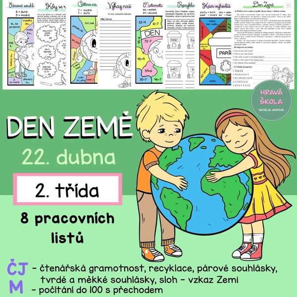 DEN ZEMĚ - 8 PL - ČJ, M, PRV - 2. TŘÍDA + řešení