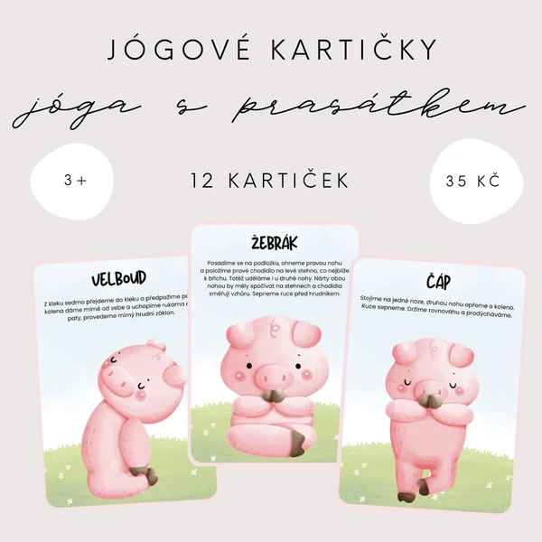 Jóga s prasátkem - jógové kartičky
