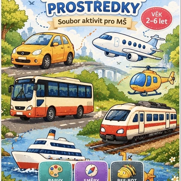 Dopravní prostředky HRAVĚ- barvy, směry, aktivity, Bee-Bot-programování