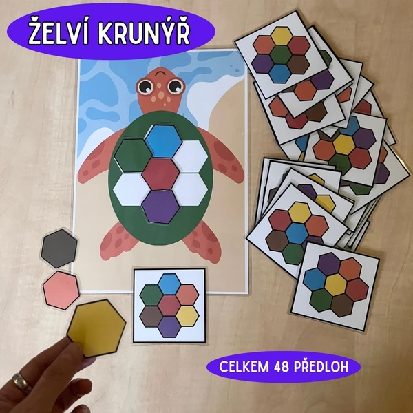 Želví krunýř - skládání podle předlohy (hexagony)