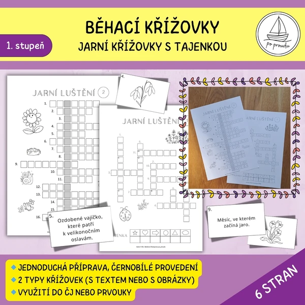 Jarní běhací křížovky do češtiny a prvouky