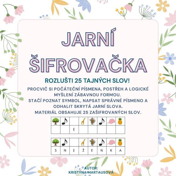 Jarní obrázková šifrovačka - Vylušti 25 tajných slov!