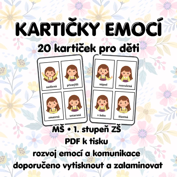 Kartičky emocí pro děti (20 kartiček)