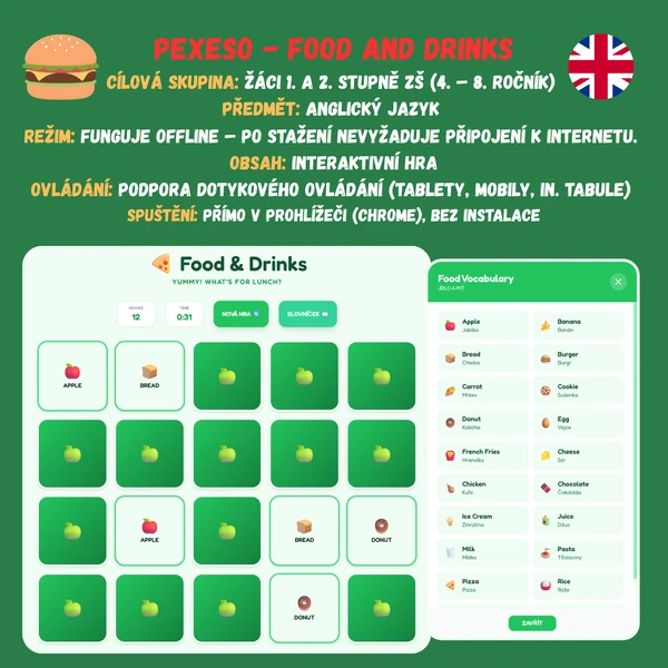 Pexeso - Food in English