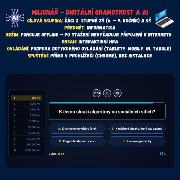 Milionář - Digitální gramotnost a AI