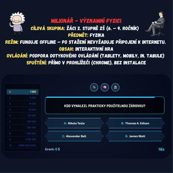 Milionář - Významní fyzici