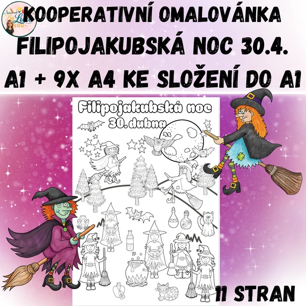 Kooperativní omalovánka čarodějnice, filipojakubská noc 30. dubna