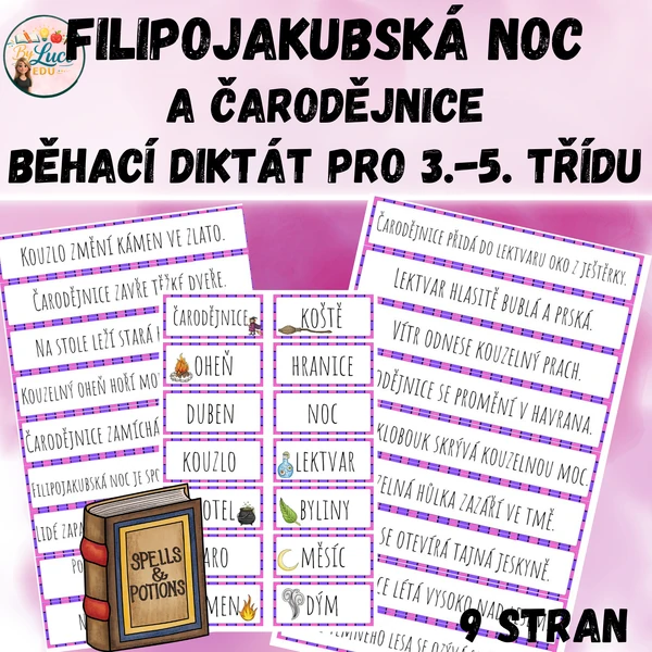 Filipojakubská noc, čarodějnice - Běhací diktát pro 3.-5. třídu
