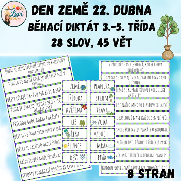 Běhací diktát pro 3.-5. třídu - Den Země