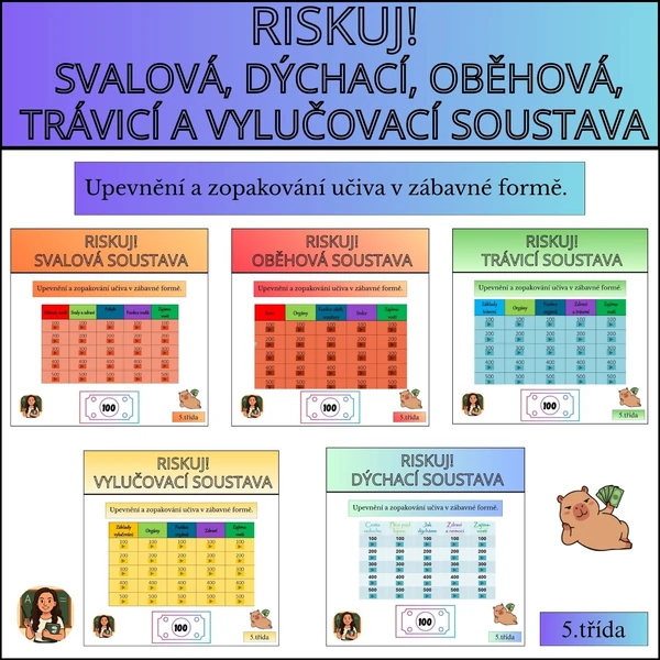 Riskuj! svalová, dýchací, oběhová, trávicí a vylučovací soustava