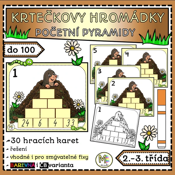 KRTEČKOVY HROMÁDKY - početní pyramidy do 100