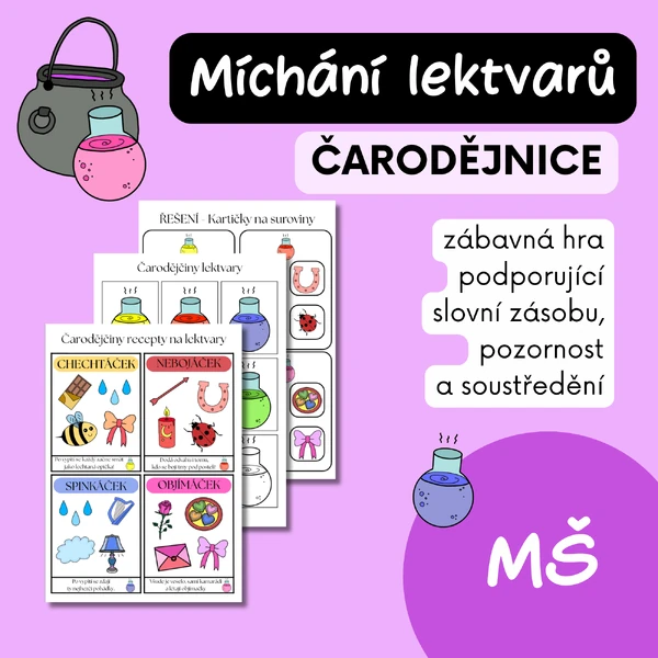 Čarodějnické lektvary - Čarodějnice - didaktická hra