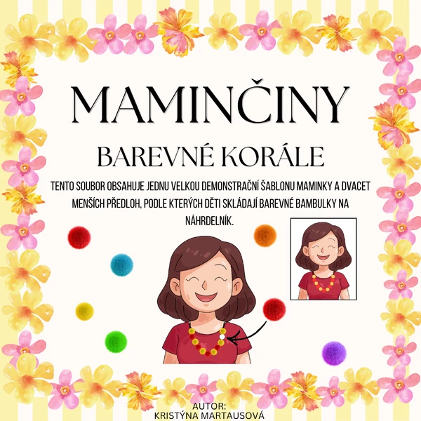 Maminčiny barevné korále - Jemná motorika s bambulkami