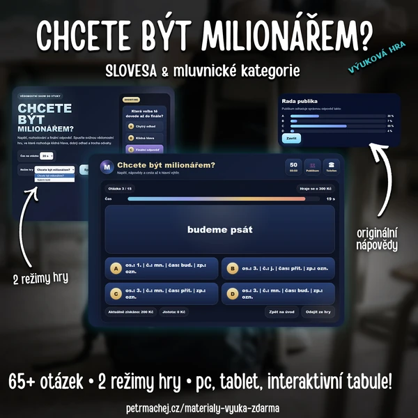 SLOVESNÝ MILIONÁŘ (interaktivní výuková hra)