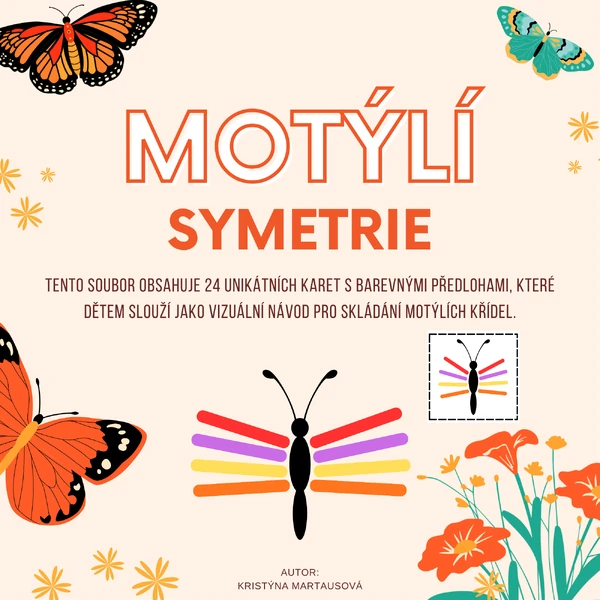 Motýlí symetrie – Aktivita s barevnými dřívky 🦋