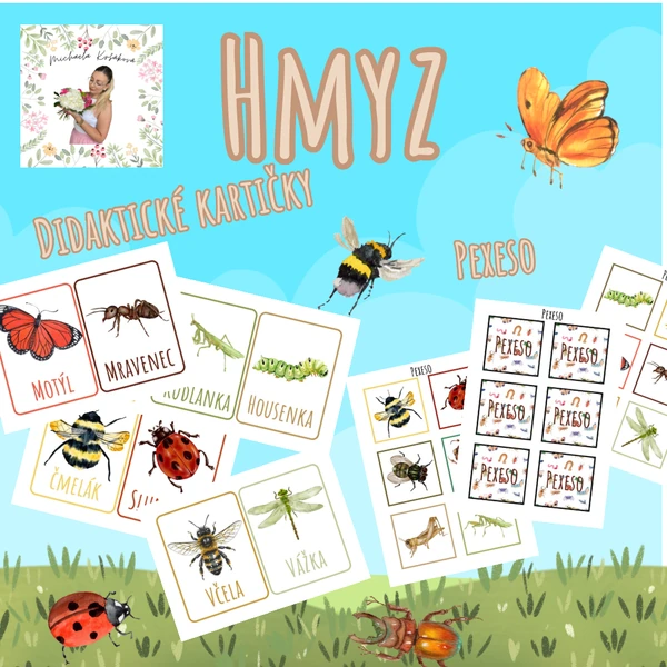 Hmyz- didaktické kartičky a pexeso 