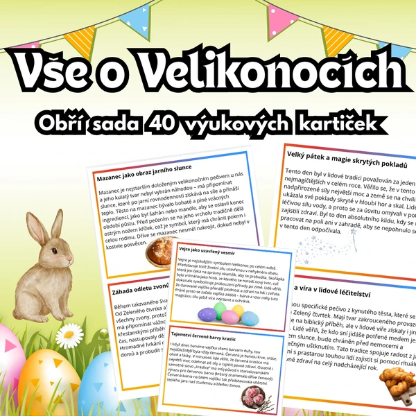 Vše o Velikonocích: Obří sada 40 výukových kartiček