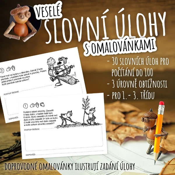 Veselé slovní úlohy s omalovánkami