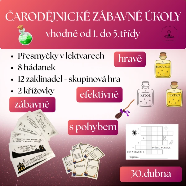 Čarodějnické zábavné úkoly pro 1. - 5. třídu